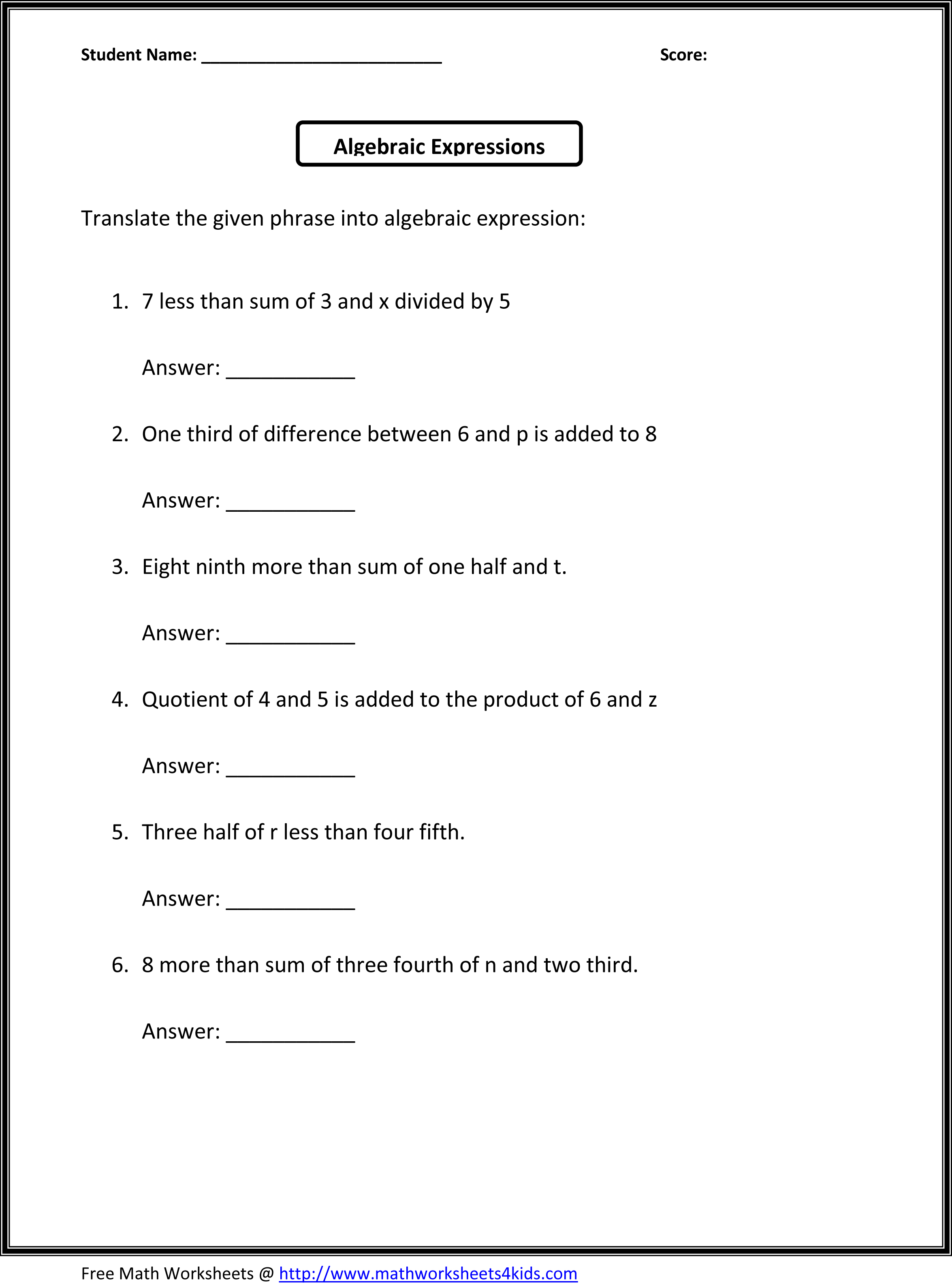 algebraic-expressions-and-equations-worksheet