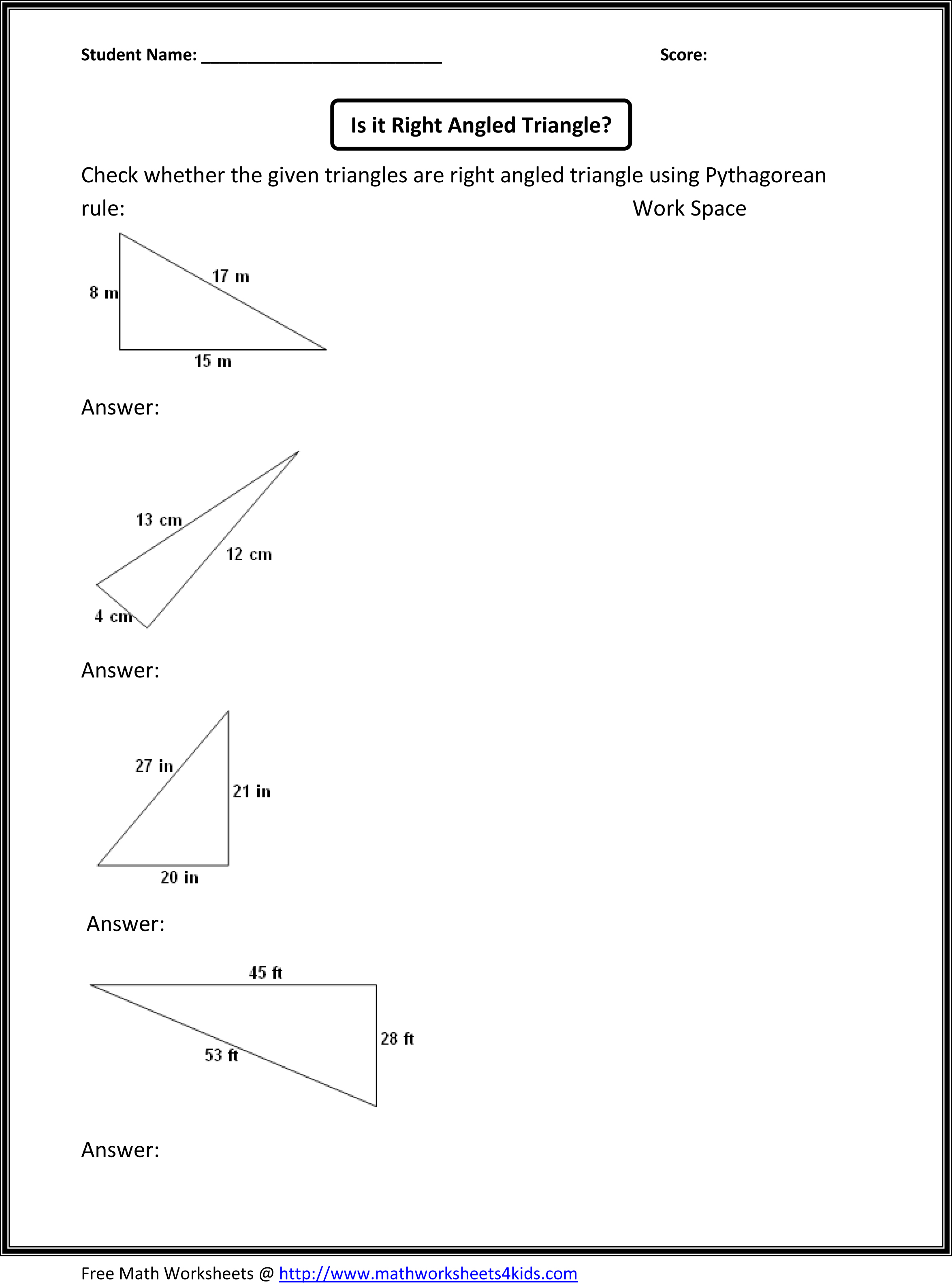 Pythagoras Theorem - Lessons - Blendspace Regarding Pythagorean Theorem Worksheet Answers