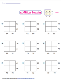 Logic Addition Puzzles | Sums up to 100