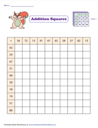 10 x 10 Grid - Addition Squares | 2-Digit