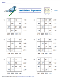 Two-Digit Addition Squares: Type 2 | 4x4