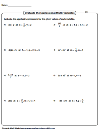 Evaluating Expressions in Multivariable - Difficult