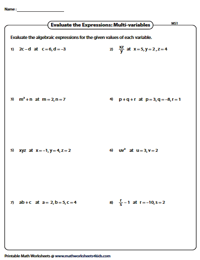 Evaluating Expressions in Multivariable - Moderate