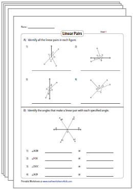 Linear Pairs of Angles Worksheets