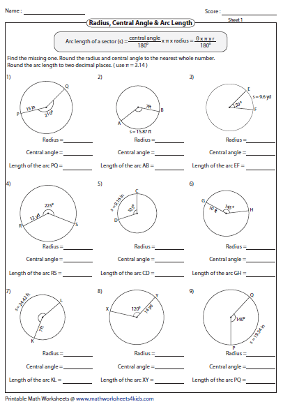 arc-length-and-area-of-sector-worksheets