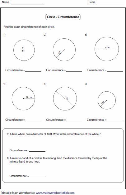 area and circumference worksheets free