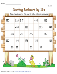 Counting Backward by 11s | Partially Filled
