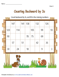 Counting Backward by 3s | Partially Filled