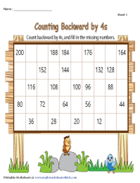 Counting Backward by 4s | Partially Filled