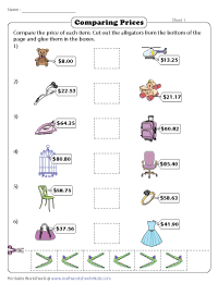 Comparing Prices - Cut and Glue Activity