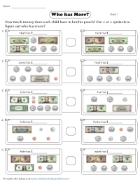 Comparing American Money - Coins and Bills
