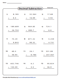 Subtracting Decimals - Column Subtraction Mixed Review | Level 3