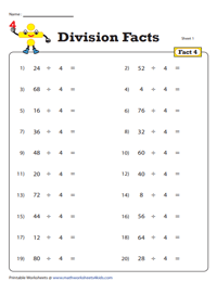 Division Fact - 4
