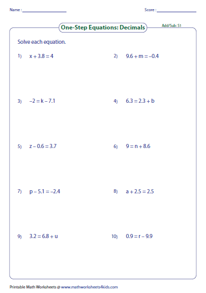 one-step-addition-and-subtraction-equations-worksheet