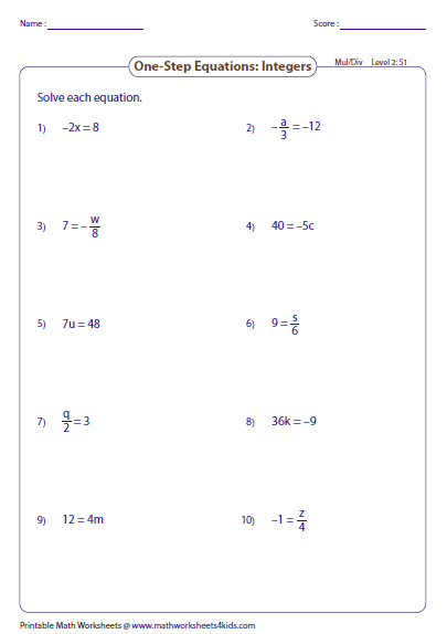one-step-equations-multiplication-and-division-worksheet