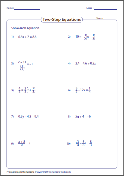 two-step-equation-worksheets