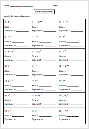 answers algebra 8 Worksheets Base with worksheets  year and Exponents Preview: Identifying