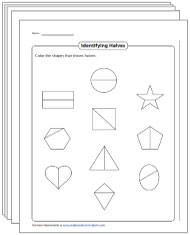 Halves, Thirds, and Fourths Worksheets