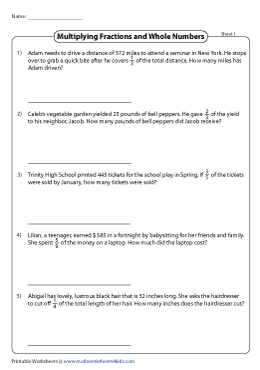 Multiplying Fractions by Whole Numbers Word Problems