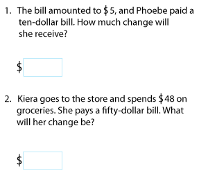 Subtracting Money within $100 | Word Problems