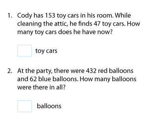 Three-Digit and Two-Digit Addition word problems