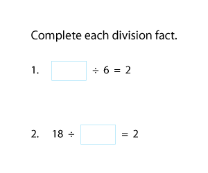 Completing Division Facts up to 10