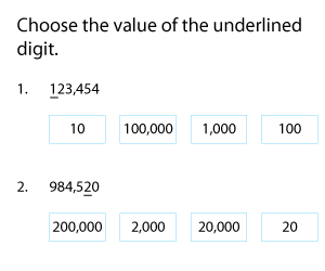 Identifying the Value of the Underlined Digits | 6-Digit