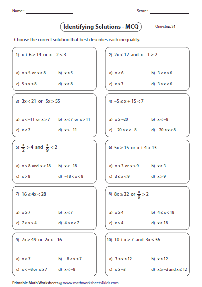 Compound Inequalities worksheets