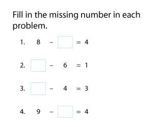Finding Missing Numbers | Subtraction within 10