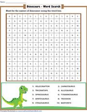 Dinosaurs - Word Puzzle