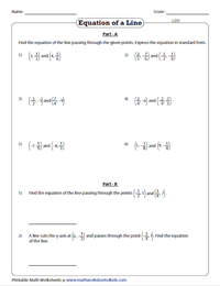 Equation of a Line: Standard Form - Level 2