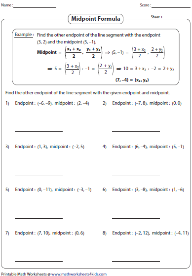 Distance And Midpoint Worksheet