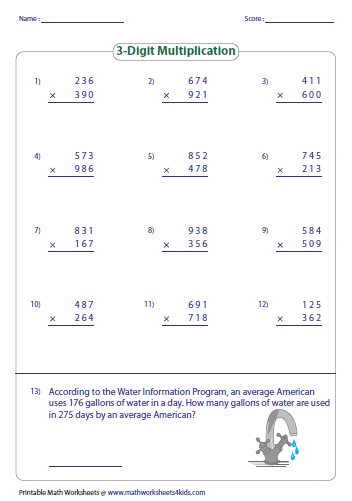 Multiplying Large Numbers With Zeros Worksheet
