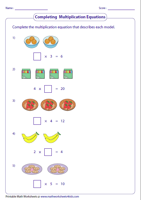 Multiplication With Models Worksheet