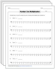Multiplication Using a Number Line Worksheets
