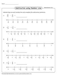 Subtracting Fractions: Draw Hops - Mixed Review - Type 2