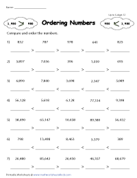 Ordering Numbers Using Symbols | Up to 5-Digit