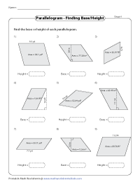 Find the base or height of Parallelograms | Decimals