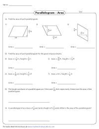 Area of Parallelograms | Fractions - Type 2