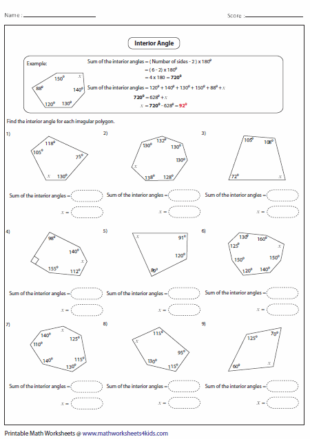 angles in polygons worksheet answer key