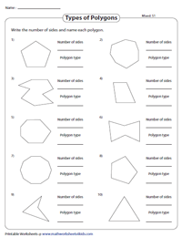 Naming Polygons - Mixed Worksheets