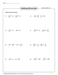 Adding Two Binomials: Single Variable | Level 2