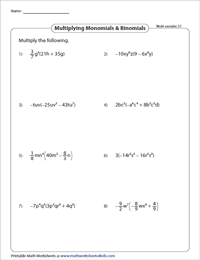 Multiply Monomials by Binomials - Multivariable