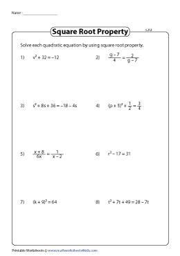Solve Quadratic Equations by Taking Square Roots - Level 2