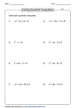 Solving Quadratic Inequalities Algebraically | Level 1