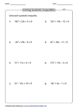 Solving Quadratic Inequalities Algebraically | Level 2