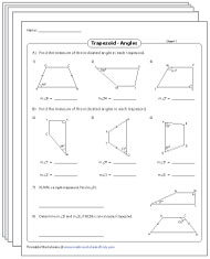 Angles in Trapezoids Worksheets