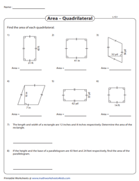Area of a Quadrilateral | Whole Numbers