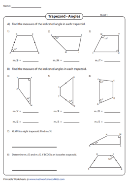 Find the Indicated Angles of Trapezoids