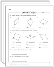 Angles in a Rhombus Worksheets